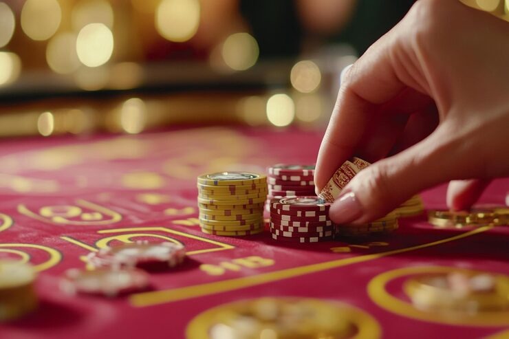 Live casino dealer table with multiple camera angles